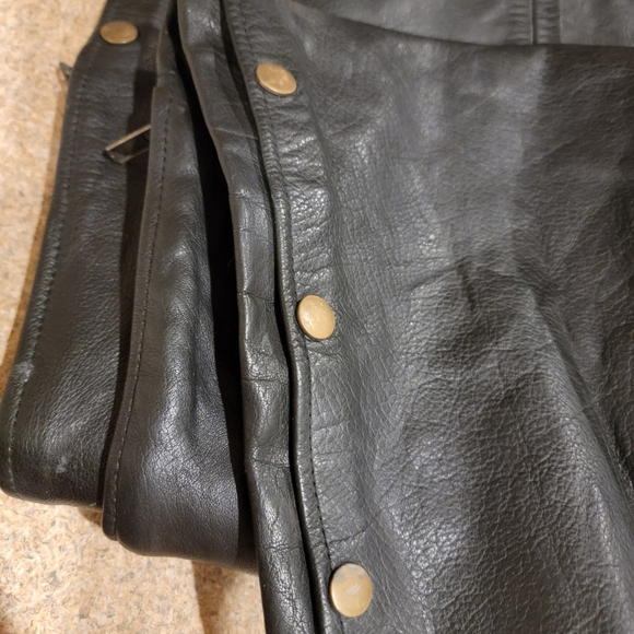 Black Leather Motorcycle Pants/ Chaps Bikers USA By Dream Apparel. 34 X 33 - Picture 5 of 11